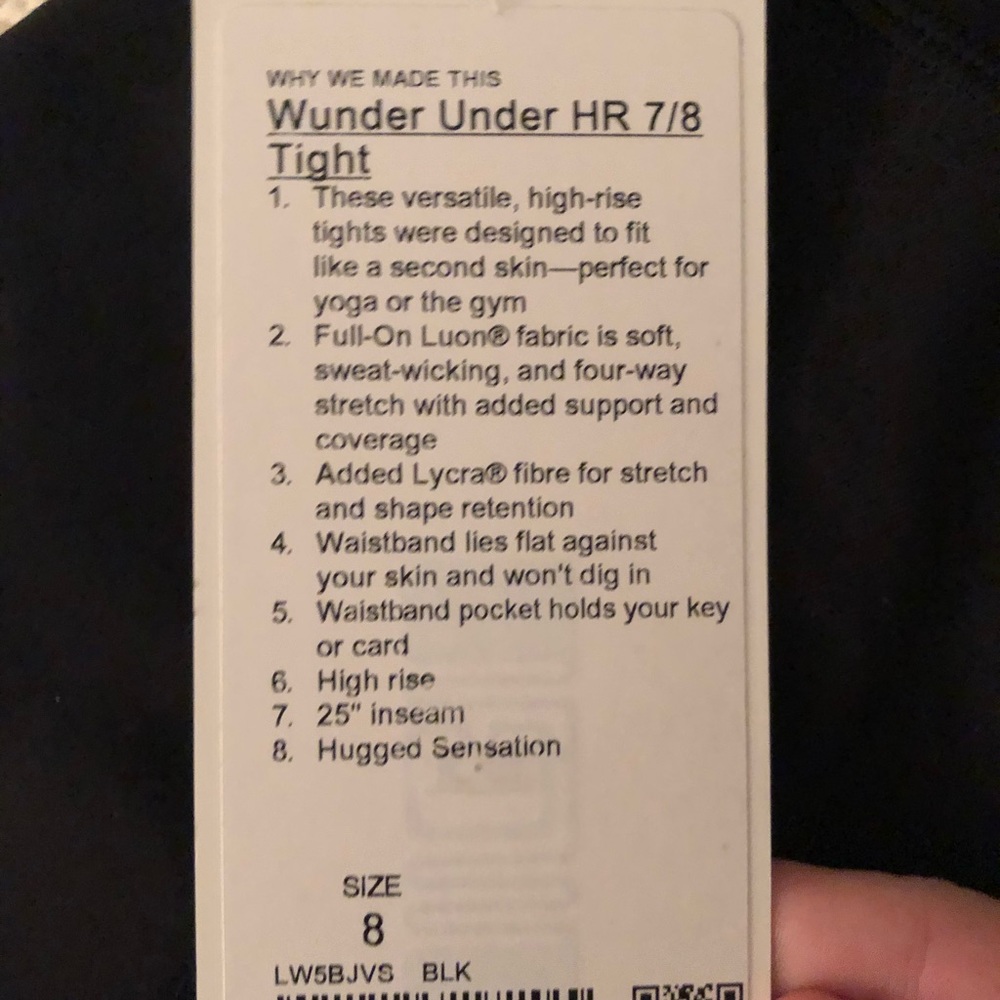 Lululemon Black Wunder Under HR 7/8 Tight